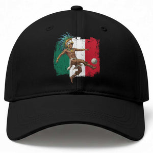 Aztec Warrior Playing Soccer Baseball Cap Mexican Pride Football Fan Gift TS12 Print Your Wear
