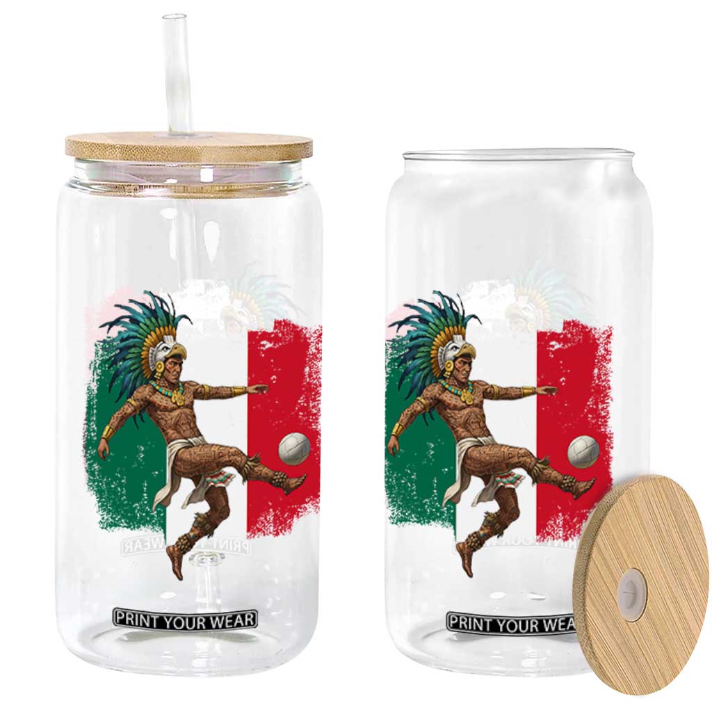 Aztec Warrior Playing Soccer Glass Can Mexican Pride Football Fan Gift TS12 Print Your Wear