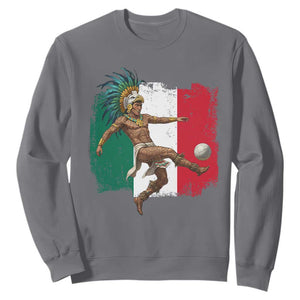 Aztec Warrior Playing Soccer Sweatshirt Mexican Pride Football Fan Gift TS12 Charcoal Print Your Wear