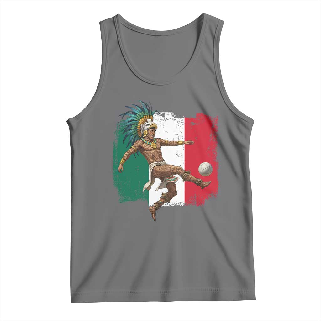 Aztec Warrior Playing Soccer Tank Top Mexican Pride Football Fan Gift TS12 Black Heather Print Your Wear