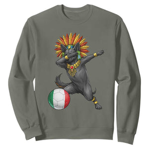 Aztec Xolo Dog Soccer Sweatshirt Mexican Heritage Fan Gift TS12 Military Green Print Your Wear