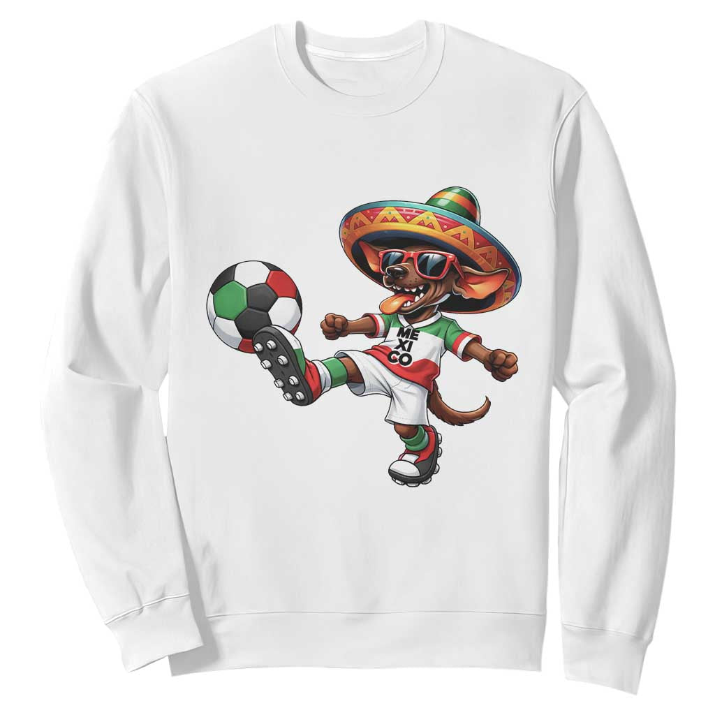 Funny Mexican Xolo Dog Playing Soccer Sweatshirt Football Fan Gift TS12 White Print Your Wear