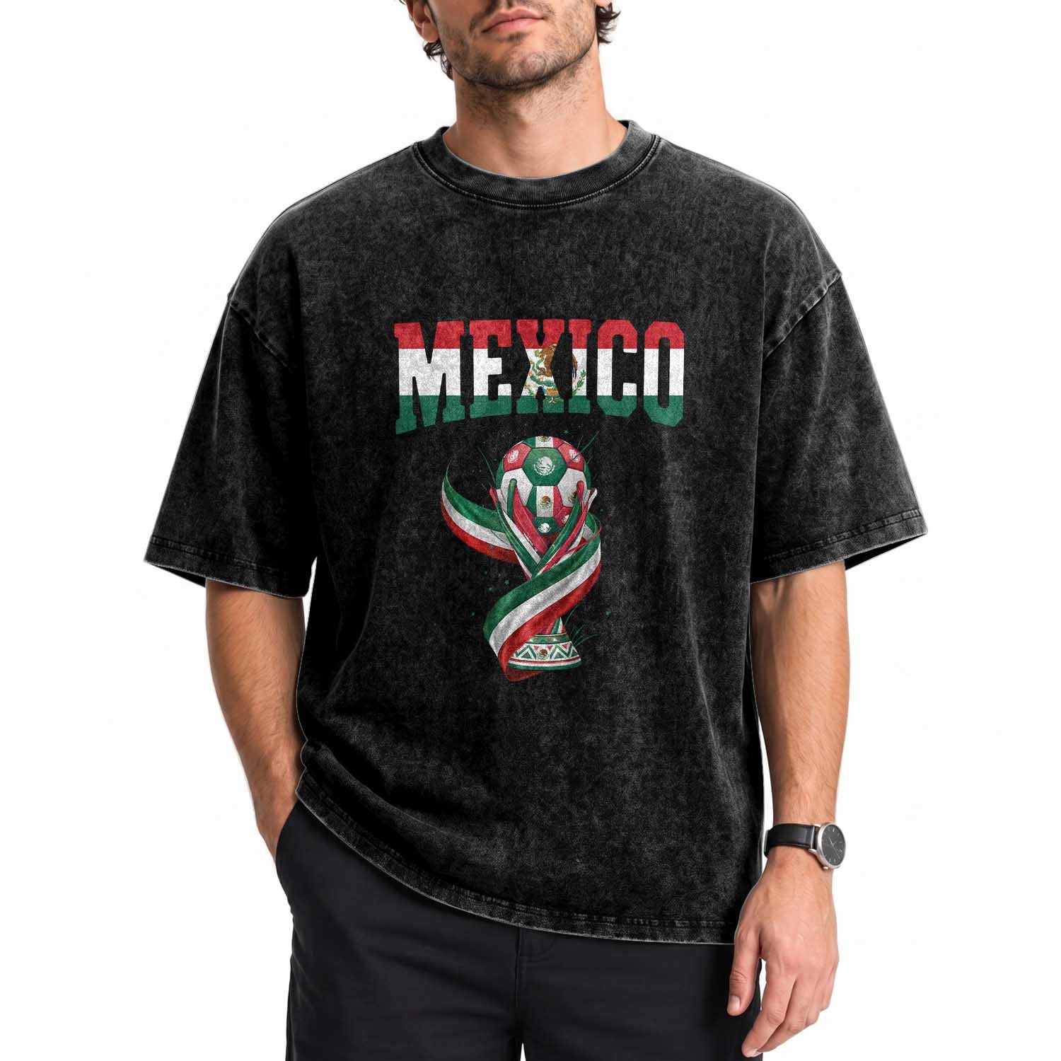 Mexico National Soccer Lover Washed Cotton T-Shirt Proud Mexican Fan Gift