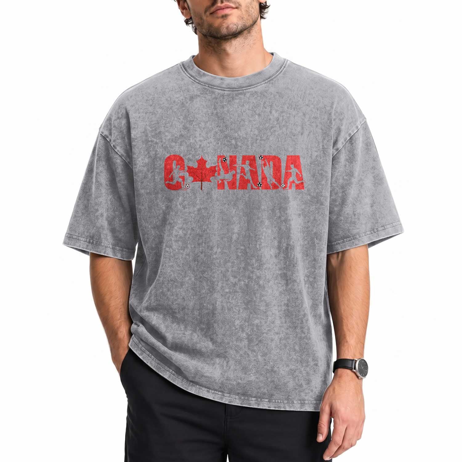 Canada National Soccer Lover Washed Cotton T-Shirt Proud Canadian Fan Gift