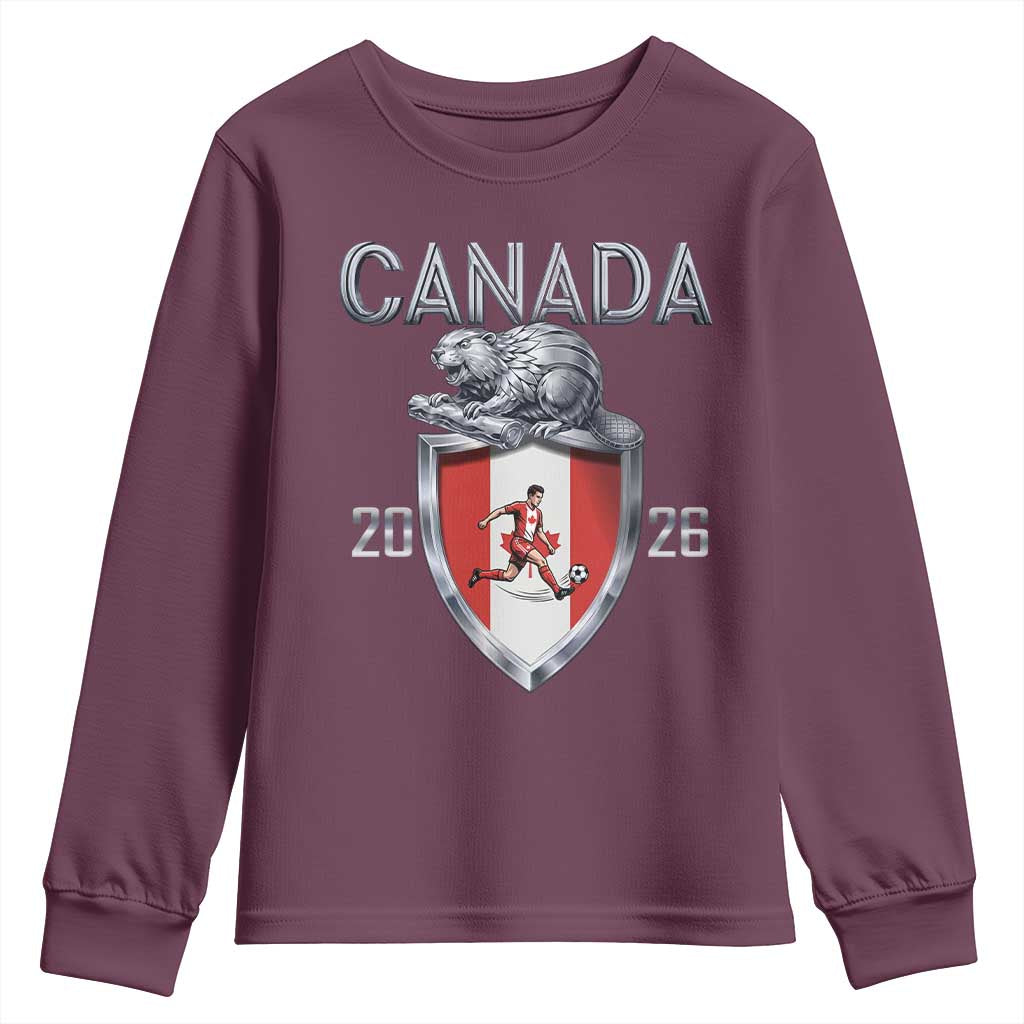 Canada National Soccer Fan Youth Sweatshirt Proud Canadian Gift TS12 Maroon Print Your Wear