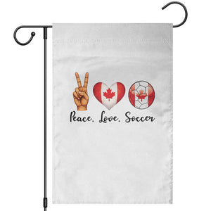Peace Love Soccer Garden Flag Proud Canadian Fan Gift TS12 White Print Your Wear