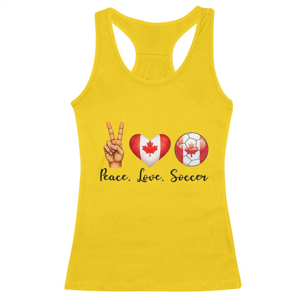 Peace Love Soccer Racerback Tank Top Proud Canadian Fan Gift TS12 Daisy Print Your Wear