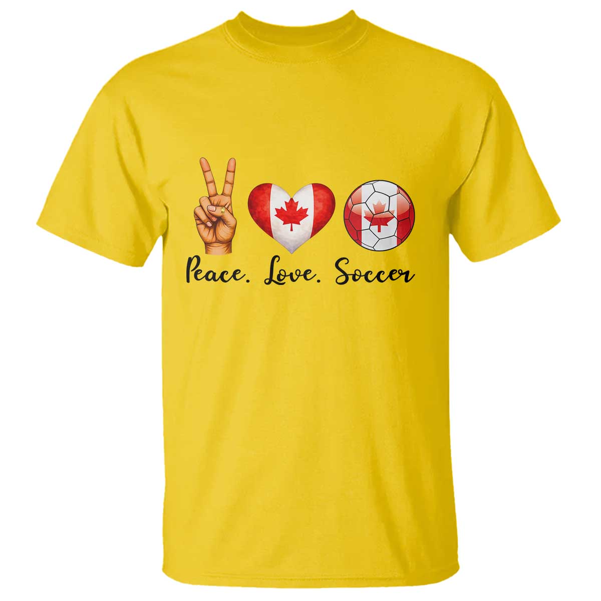 Peace Love Soccer T Shirt Proud Canadian Fan Gift TS12 Daisy Print Your Wear