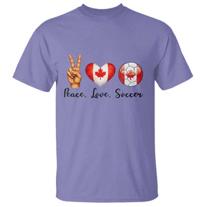 Peace Love Soccer T Shirt Proud Canadian Fan Gift TS12 Violet Print Your Wear