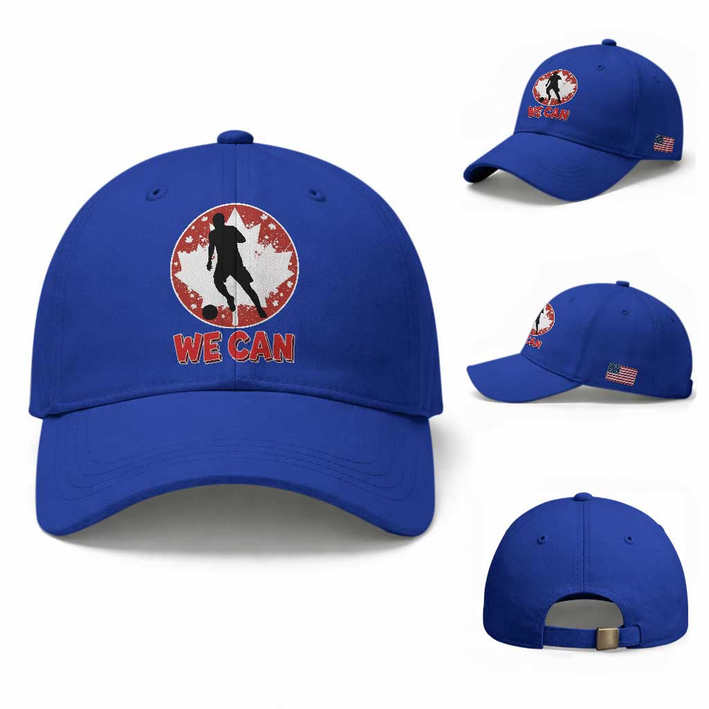 We Can Canada Soccer Baseball Cap Canadian Football Fan Pride TS12 Baseball Cap Universal Fit Royal Blue Print Your Wear