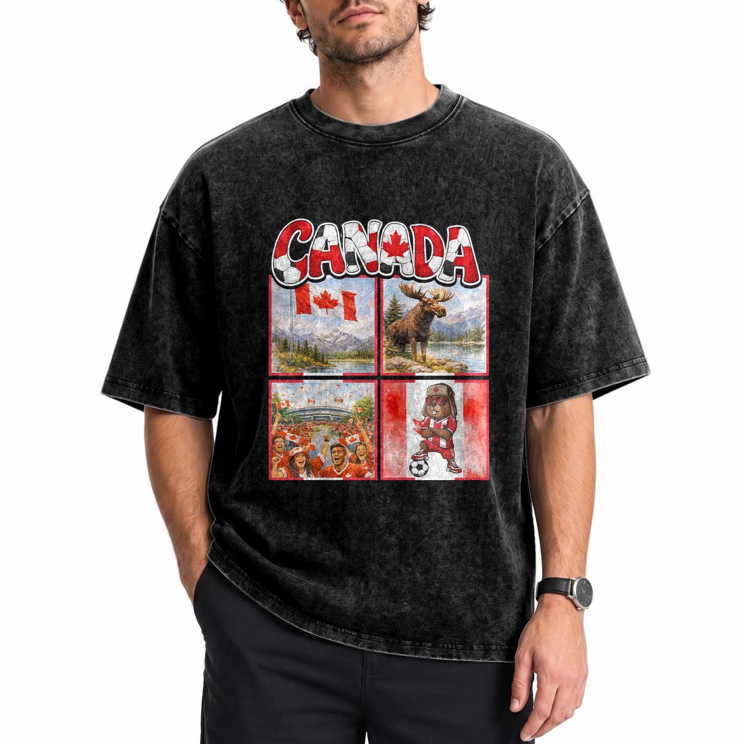 Proud Canada National Soccer Fan 2026 Gift Washed Cotton T-Shirt
