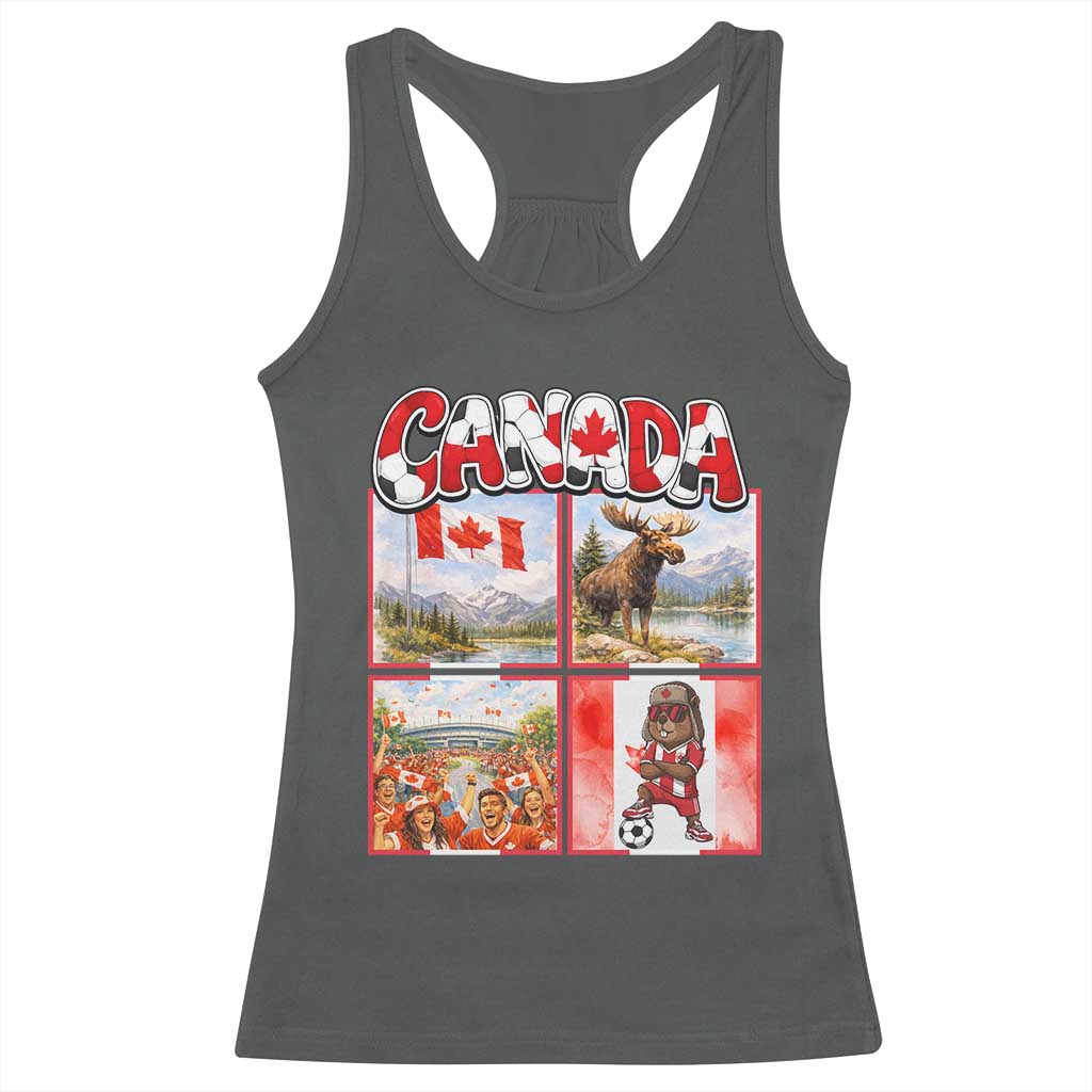 Proud Canada National Soccer Fan 2026 Gift Racerback Tank Top TS12 Dark Heather Print Your Wear