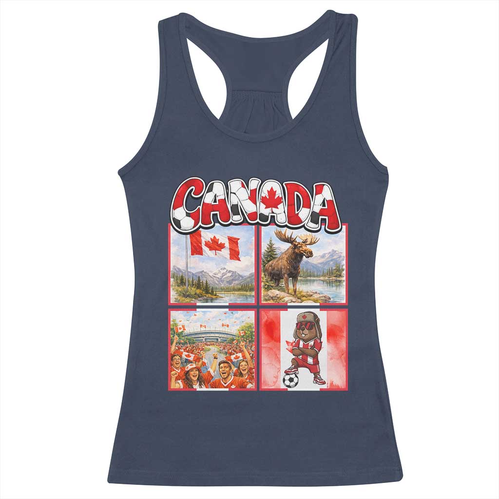 Proud Canada National Soccer Fan 2026 Gift Racerback Tank Top TS12 Navy Print Your Wear