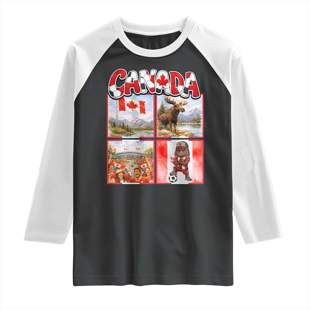 Proud Canada National Soccer Fan 2026 Gift Raglan Shirt TS12 Black White Print Your Wear