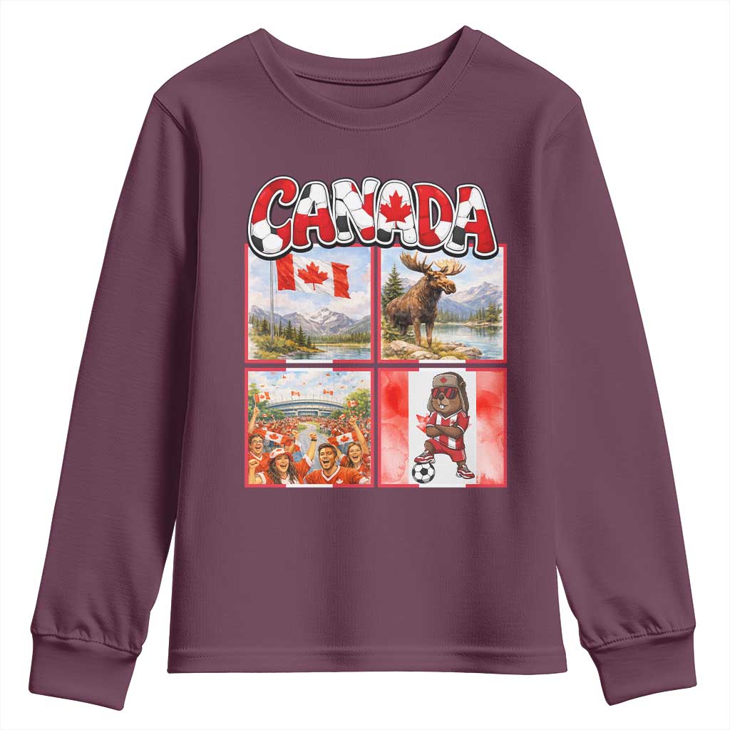 Proud Canada National Soccer Fan 2026 Gift Youth Sweatshirt TS12 Maroon Print Your Wear