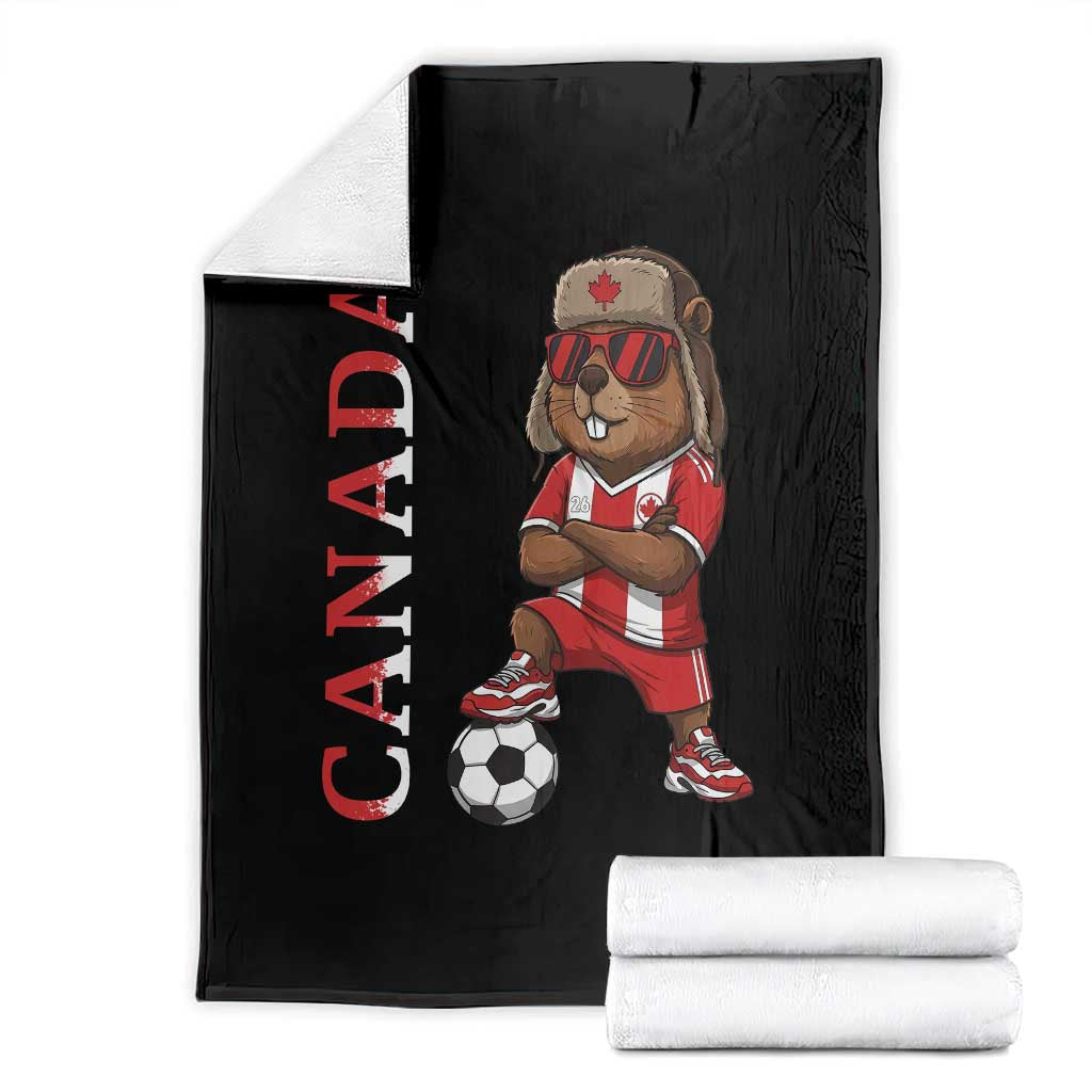 Proud Canada Soccer Beaver Throw Blanket Funny Football Fan Gift TS12 Black Print Your Wear