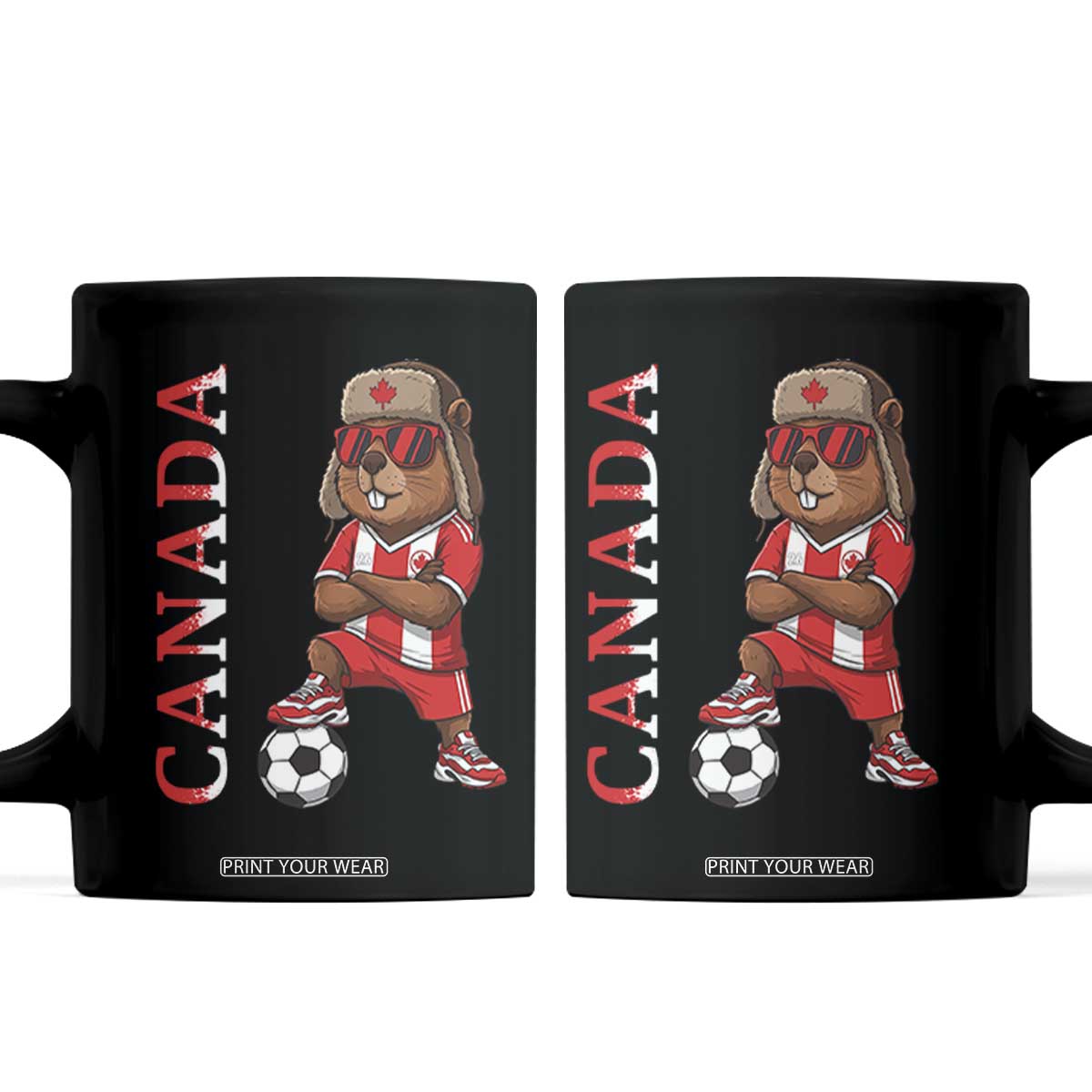 Proud Canada Soccer Beaver Coffee Mug Funny Football Fan Gift TS12 Black Print Your Wear