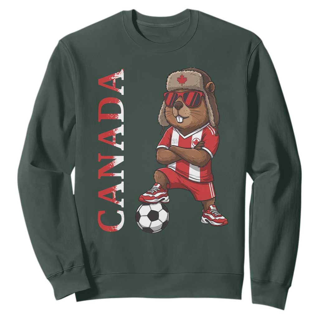 Proud Canada Soccer Beaver Sweatshirt Funny Football Fan Gift TS12 Dark Forest Green Print Your Wear