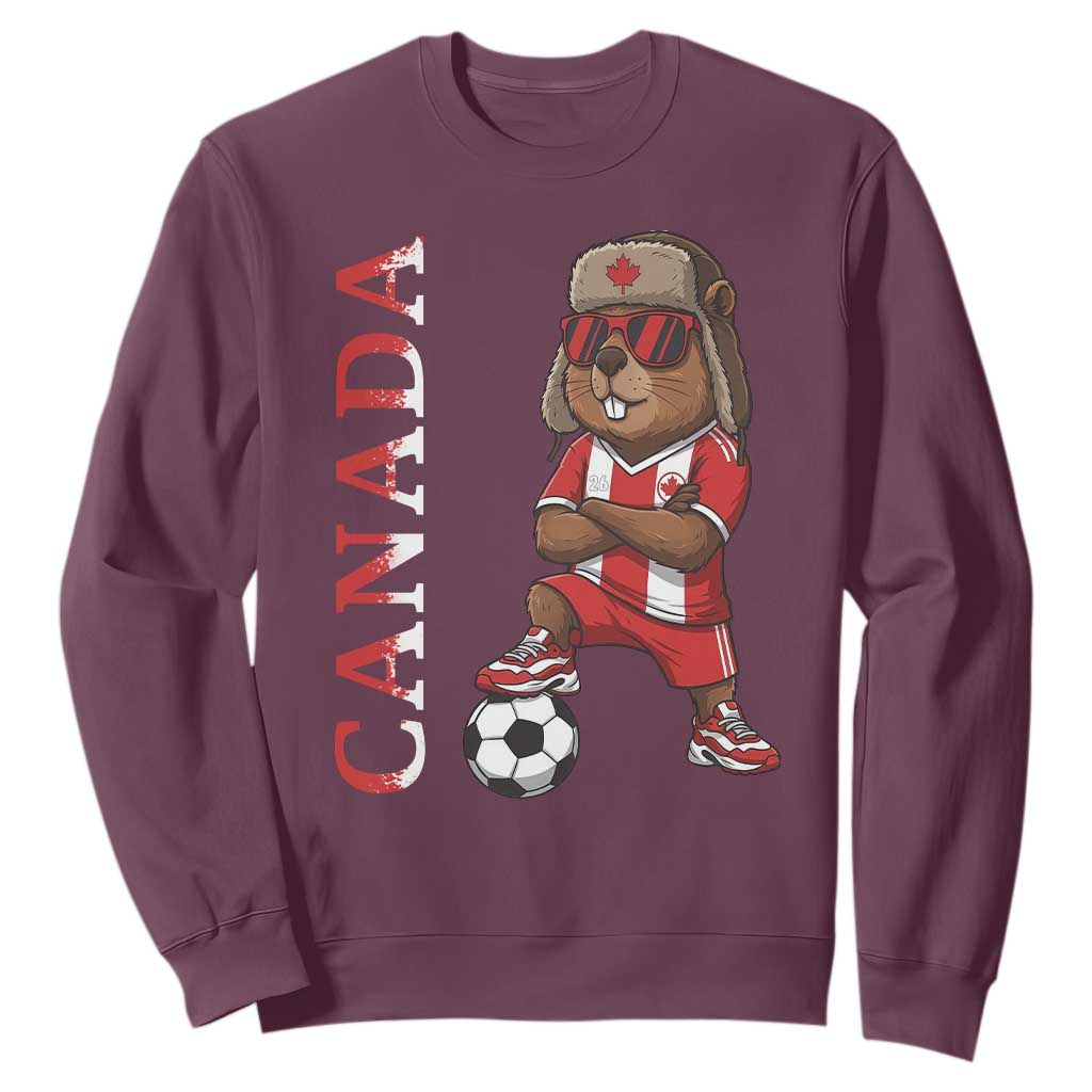 Proud Canada Soccer Beaver Sweatshirt Funny Football Fan Gift TS12 Maroon Print Your Wear