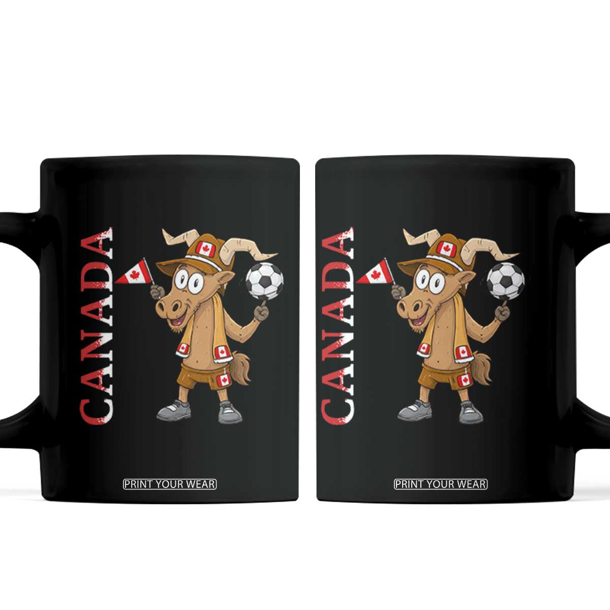 Proud Canada Soccer Moose Coffee Mug Canadian Football Fan TS12 Black Print Your Wear