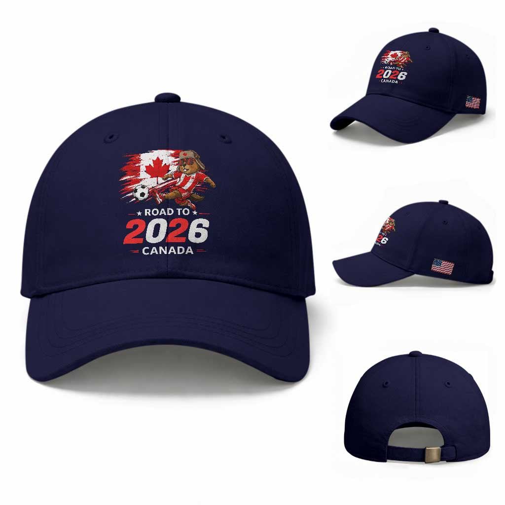 Proud Canada Soccer Beaver Baseball Cap Road To 2026 TS12 Baseball Cap Universal Fit Dark Blue Print Your Wear