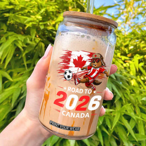 Proud Canada Soccer Beaver Glass Can Road To 2026 TS12 Black Print Your Wear