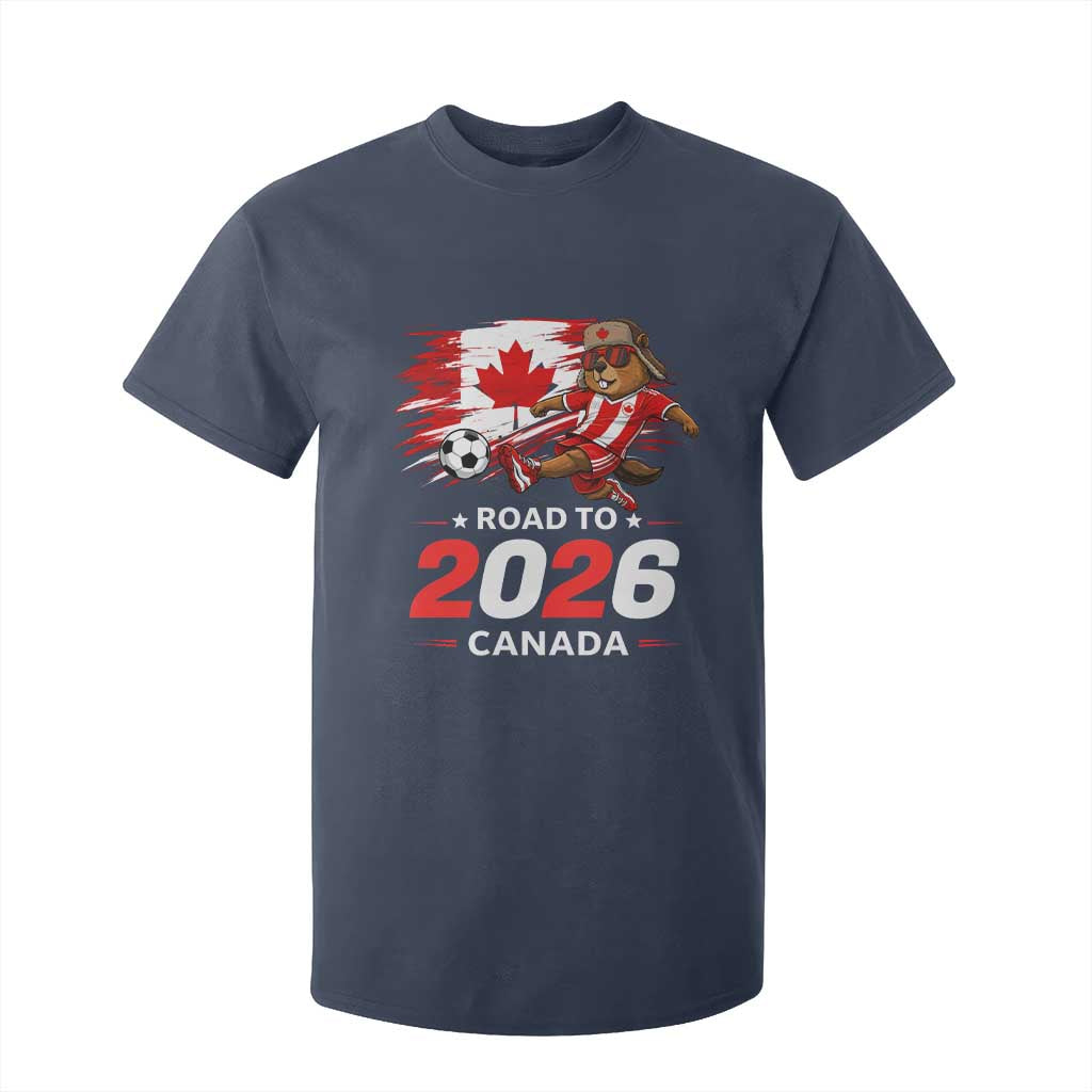 Proud Canada Soccer Beaver T Shirt For Kid Road To 2026 TS12 Navy Print Your Wear