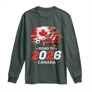 Proud Canada Soccer Beaver Long Sleeve Shirt Road To 2026 TS12 Dark Forest Green Print Your Wear