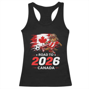 Proud Canada Soccer Beaver Racerback Tank Top Road To 2026 TS12 Black Print Your Wear