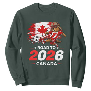 Proud Canada Soccer Beaver Sweatshirt Road To 2026 TS12 Dark Forest Green Print Your Wear