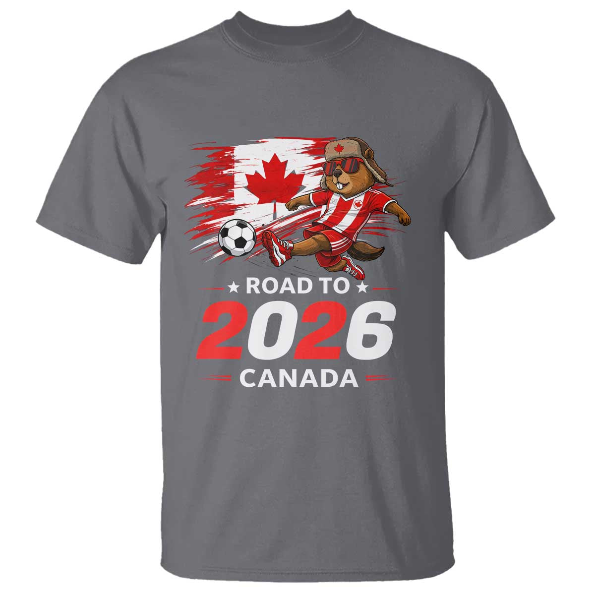 Proud Canada Soccer Beaver T Shirt Road To 2026 TS12 Charcoal Print Your Wear