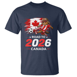 Proud Canada Soccer Beaver T Shirt Road To 2026 TS12 Navy Print Your Wear