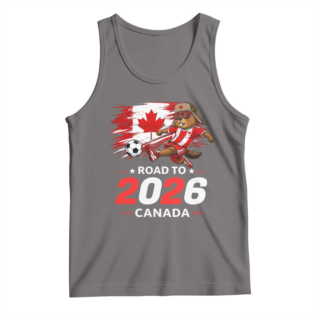 Proud Canada Soccer Beaver Tank Top Road To 2026 TS12 Deep Heather Print Your Wear