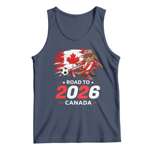 Proud Canada Soccer Beaver Tank Top Road To 2026 TS12 Navy Print Your Wear
