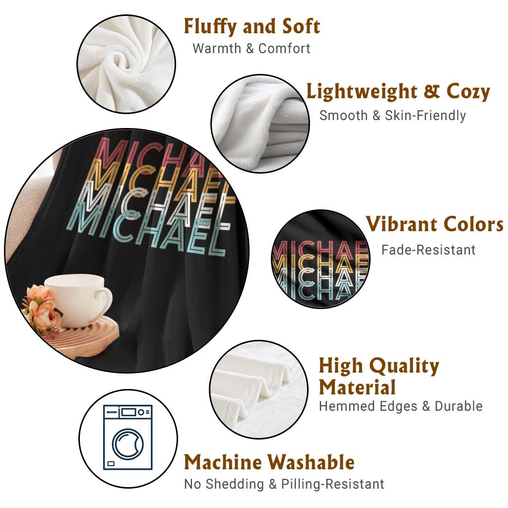 Michael Birthday Gift Throw Blanket Vintage Retro Michael Name Typography TS12 Print Your Wear