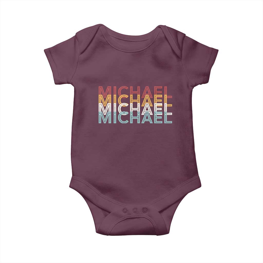 Michael Birthday Gift Baby Onesie Vintage Retro Michael Name Typography TS12 Maroon Print Your Wear