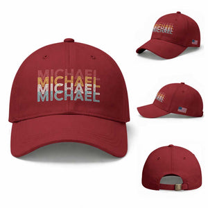 Michael Birthday Gift Baseball Cap Vintage Retro Michael Name Typography TS12 Baseball Cap Universal Fit Cherry Red Print Your Wear