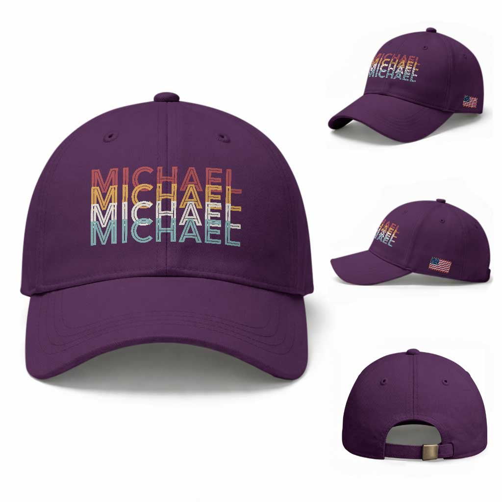 Michael Birthday Gift Baseball Cap Vintage Retro Michael Name Typography TS12 Baseball Cap Universal Fit Purple Print Your Wear