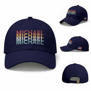 Michael Birthday Gift Baseball Cap Vintage Retro Michael Name Typography TS12 Baseball Cap Universal Fit Dark Blue Print Your Wear