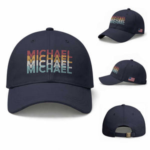 Michael Birthday Gift Baseball Cap Vintage Retro Michael Name Typography TS12 Baseball Cap Universal Fit Navy Print Your Wear