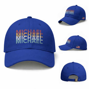 Michael Birthday Gift Baseball Cap Vintage Retro Michael Name Typography TS12 Baseball Cap Universal Fit Royal Blue Print Your Wear