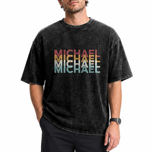 Michael Birthday Gift Washed Cotton T-Shirt Vintage Retro Michael Name Typography
