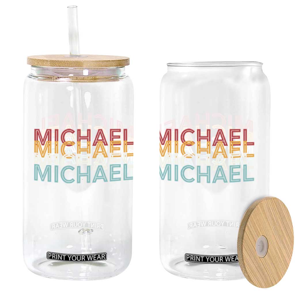 Michael Birthday Gift Glass Can Vintage Retro Michael Name Typography TS12 Print Your Wear