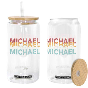 Michael Birthday Gift Glass Can Vintage Retro Michael Name Typography TS12 Print Your Wear