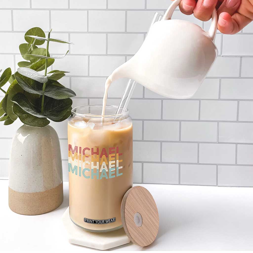Michael Birthday Gift Glass Can Vintage Retro Michael Name Typography TS12 Print Your Wear