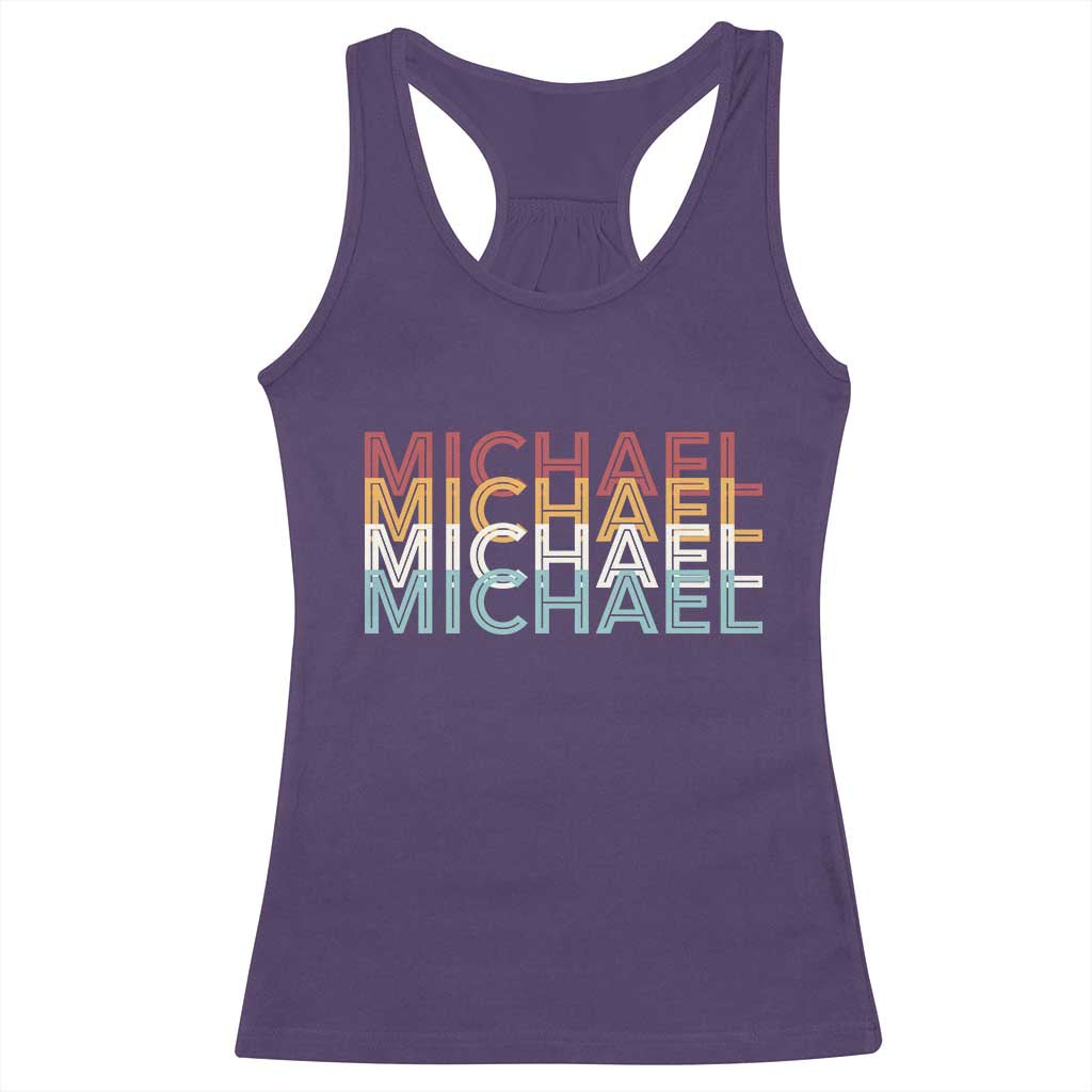 Michael Birthday Gift Racerback Tank Top Vintage Retro Michael Name Typography TS12 Purple Print Your Wear