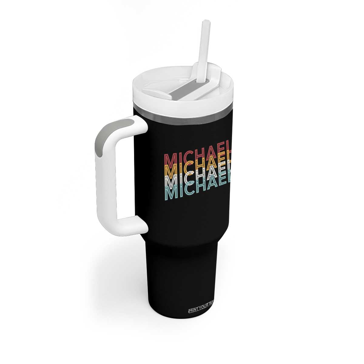 Michael Birthday Gift Tumbler With Handle Vintage Retro Michael Name Typography TS12 Print Your Wear