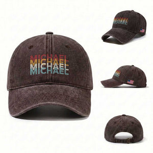 Michael Birthday Gift Washed Cotton Baseball Cap Vintage Retro Michael Name Typography TS12 Washed Cap Universal Fit Dark Brown Print Your Wear