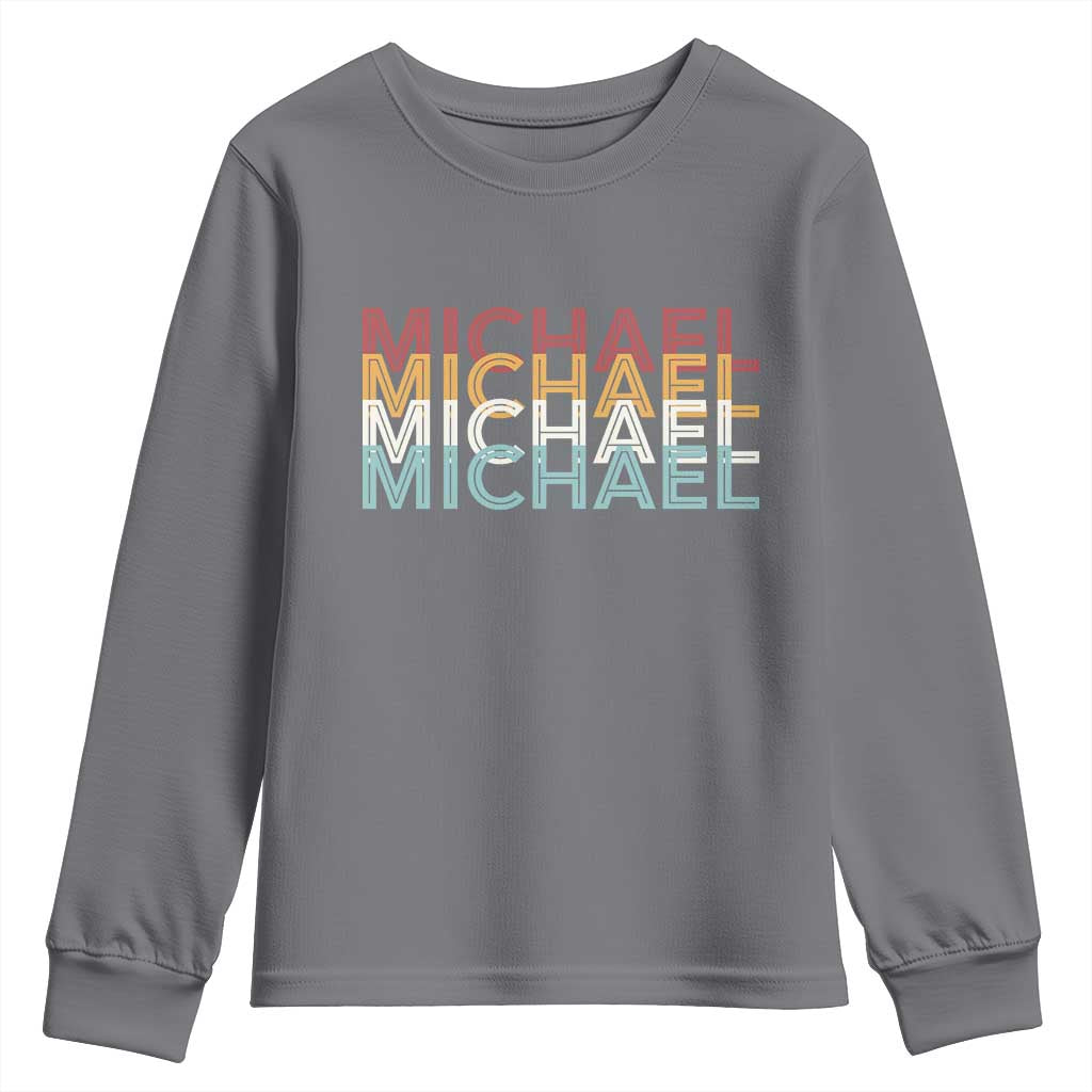 Michael Birthday Gift Youth Sweatshirt Vintage Retro Michael Name Typography TS12 Charcoal Print Your Wear