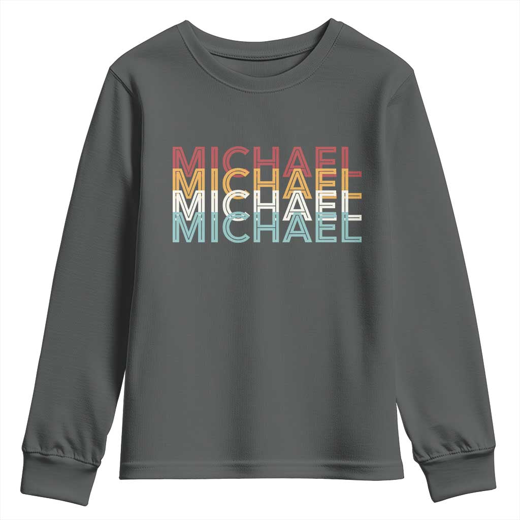 Michael Birthday Gift Youth Sweatshirt Vintage Retro Michael Name Typography TS12 Dark Heather Print Your Wear